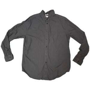 Merona Button Down Shirt Mens Large Grey Classic Fit Long Sleeve Cotton (U)